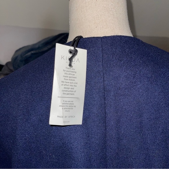 NWT KISUA AFRICA WOMEN’s Size Large Zip Front Short Sleeve Navy And Cream - Picture 4 of 8